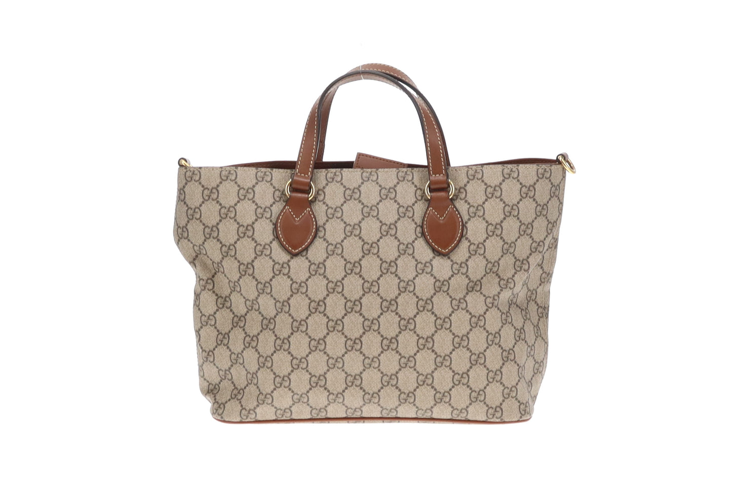 Gucci Tote Small GG Supreme and Tan Leather (missing long strap)