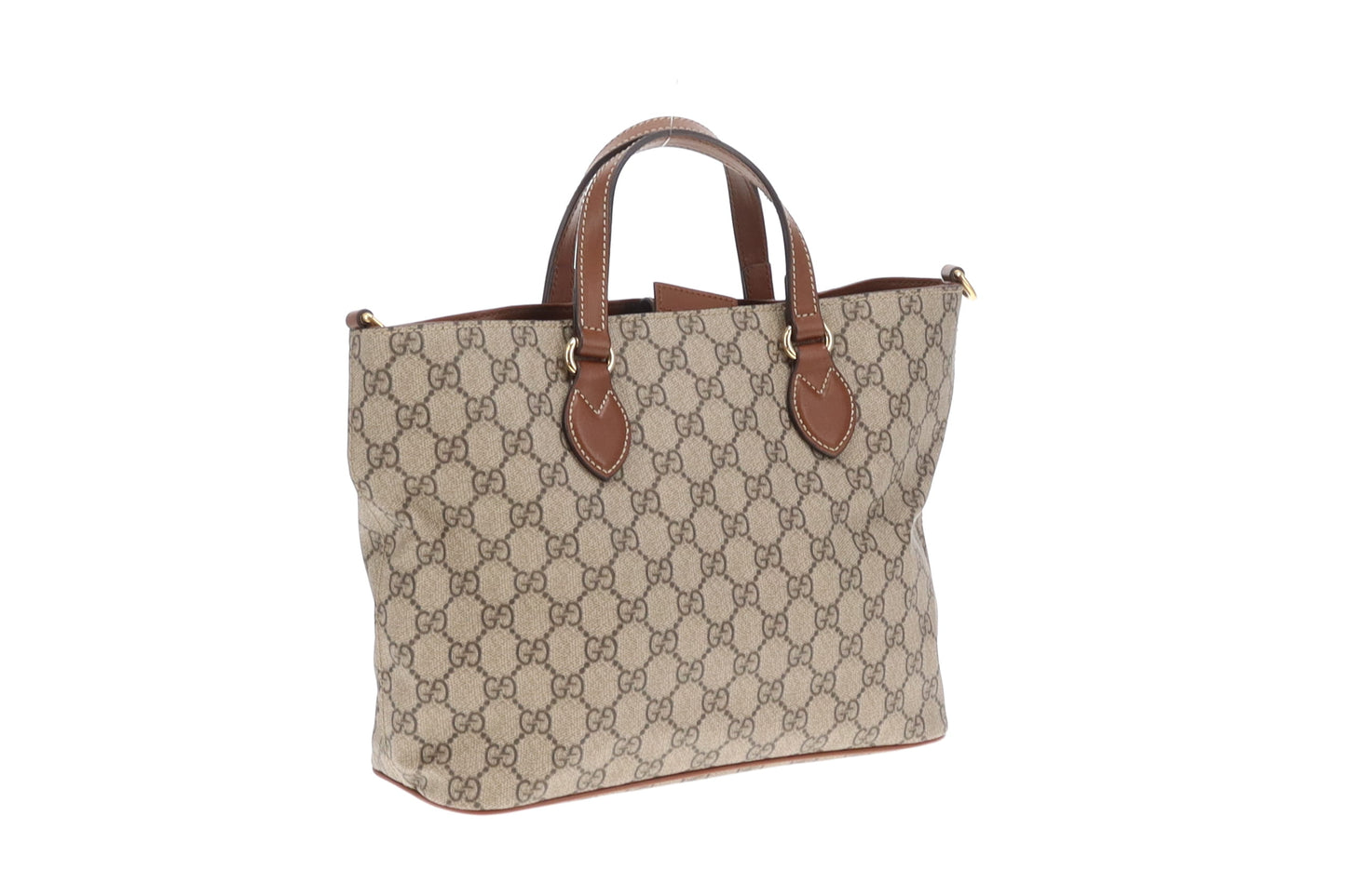 Gucci Tote Small GG Supreme and Tan Leather (missing long strap)