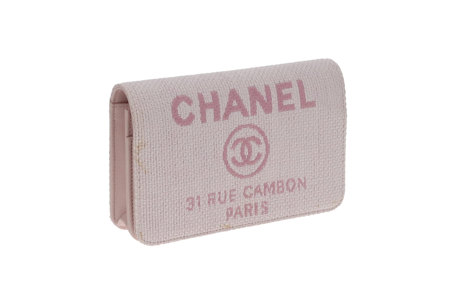 Chanel Wallet On Chain Deauville Pink Canvas SH