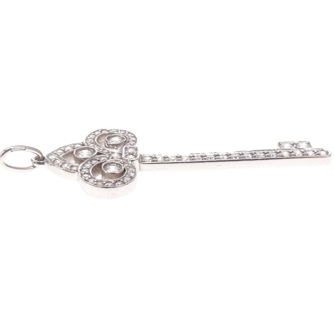 Tiffany & Co Fleur de Lis Key Pendant In Platinum With Brilliant Diamonds