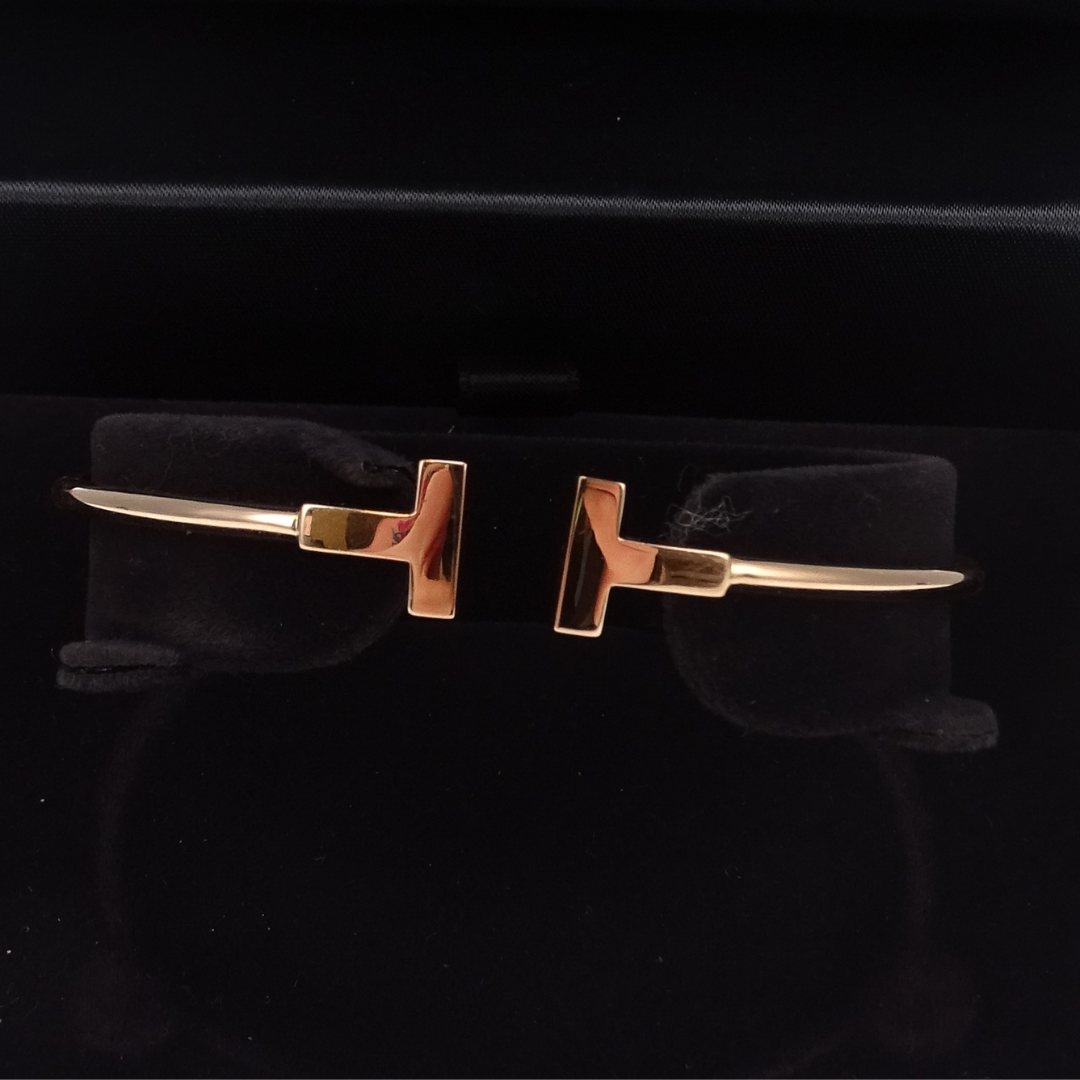 Tiffany & Co T Wire Narrow Wire Bracelet 18k Rose Gold