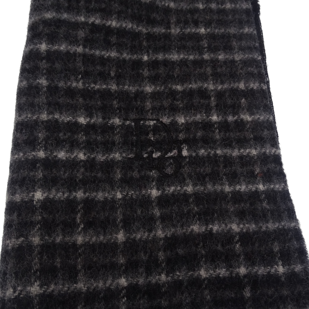 Dior Grey Check Wool and Cashmere Scarf