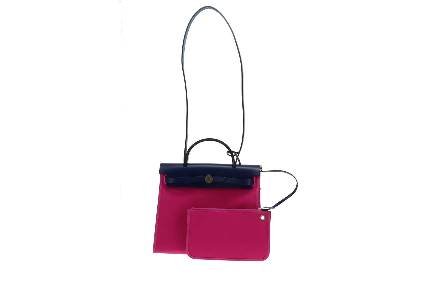 Hermes Magnolia Canvas and Bleu Saphir Vache Hunter Herbag Zip 31cm