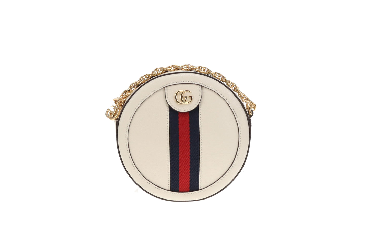 Gucci Ophidia Round Crossbody Bag Cream Leather