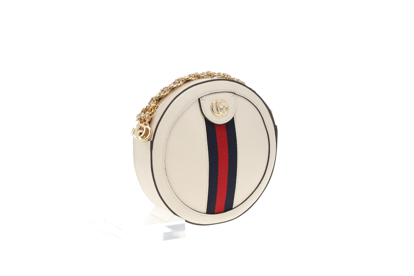 Gucci Ophidia Round Crossbody Bag Cream Leather