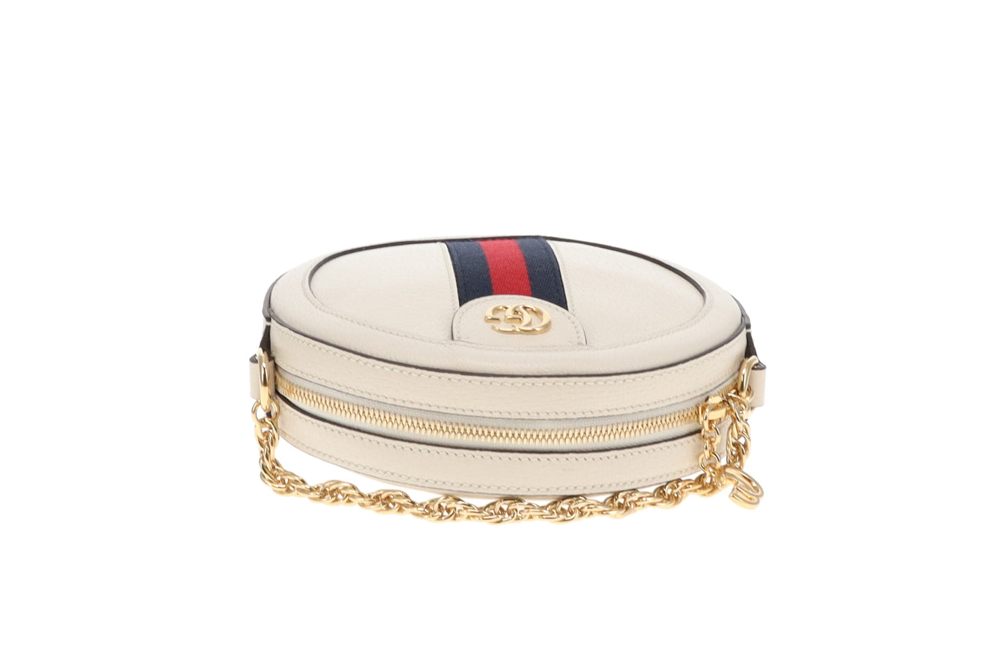 Gucci Ophidia Round Crossbody Bag Cream Leather