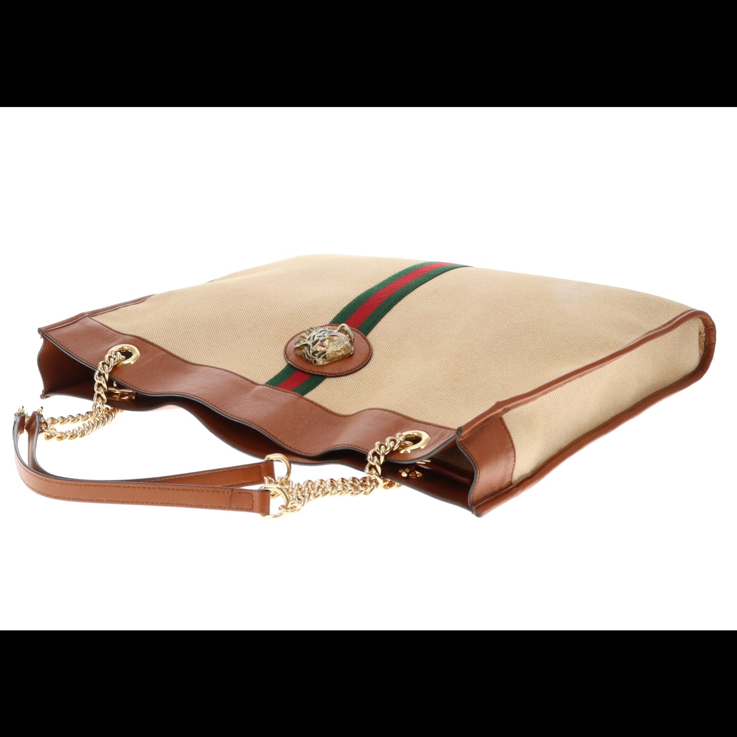 Gucci Canvas and Tan Leather Rajah Tote Bag with Pochette