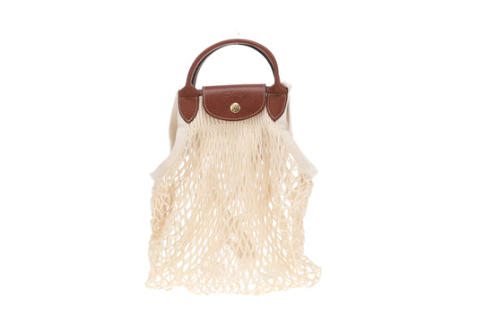 Longchamp Le Pliage Filet Ecru L Mesh Bag
