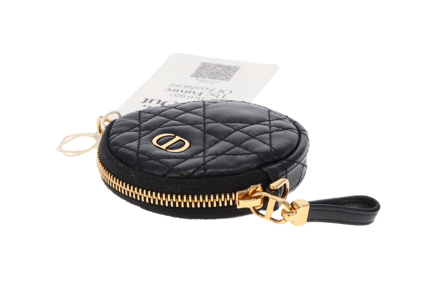 Dior Black Lambskin Mini Cannage Round Caro Crossbody Pouch