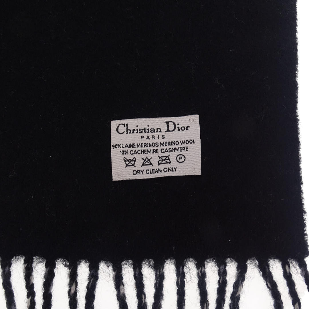 Dior Grey Check Wool and Cashmere Scarf