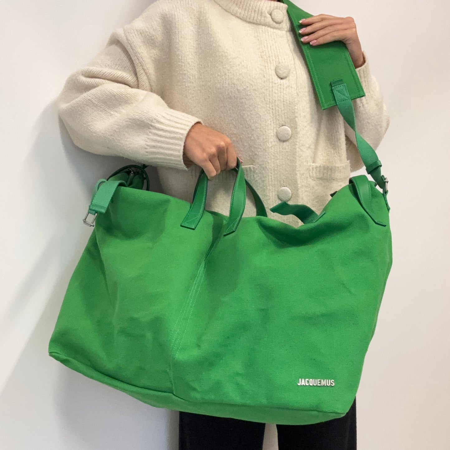 Jacquemus Green Cotton Canvas Le Sac à Linge Weekend Bag