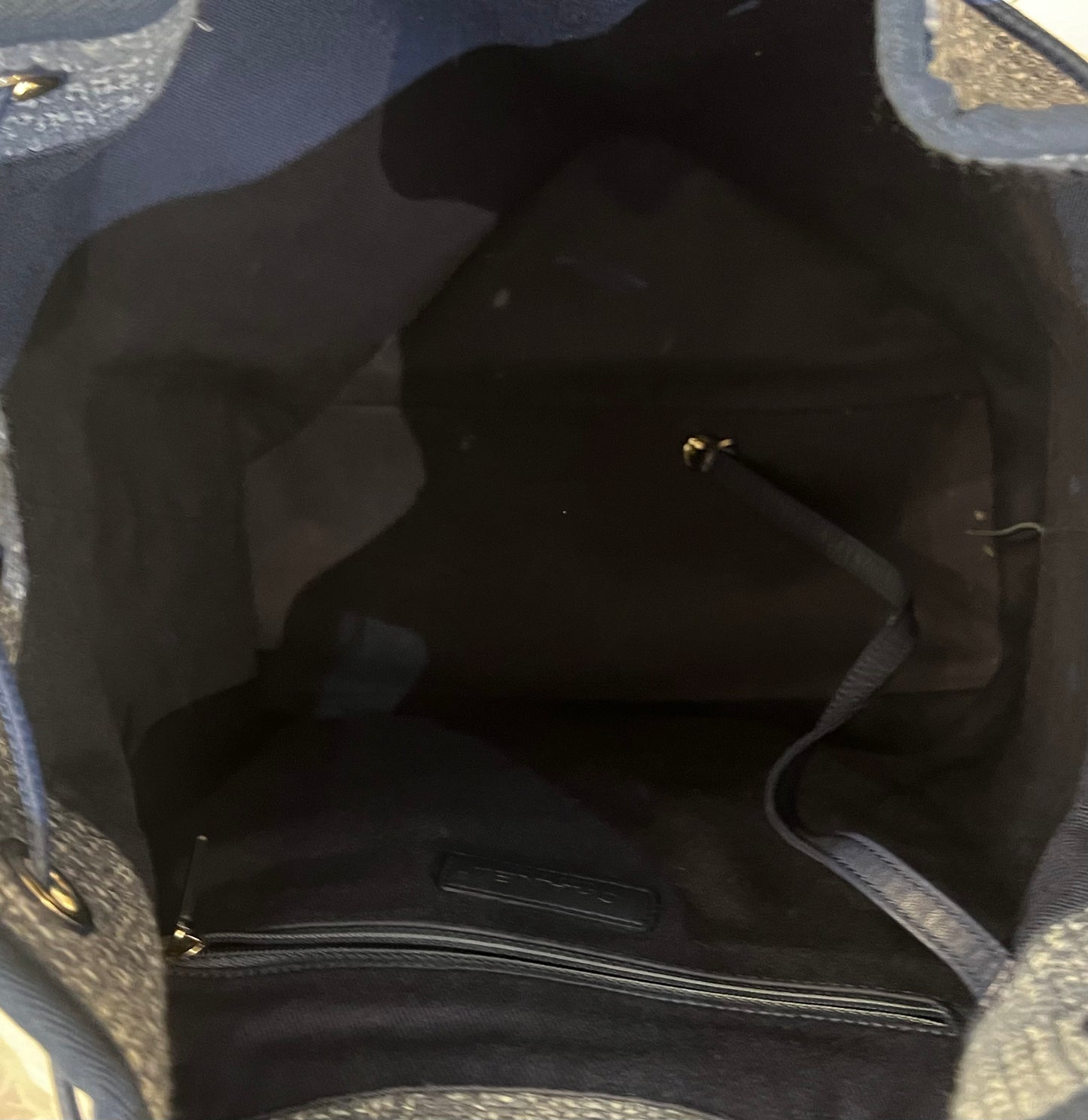 Chanel Deauville Drawstring Backpack Blue Tweed and Leather 2018