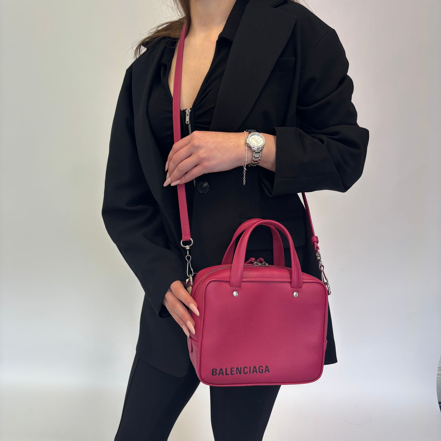 Balenciaga Pink Triangle Square Bag XS