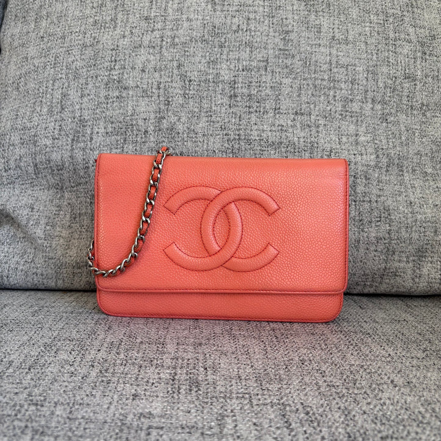 Chanel Coral Timeless CC Wallet On Chain (WOC) 2012/13