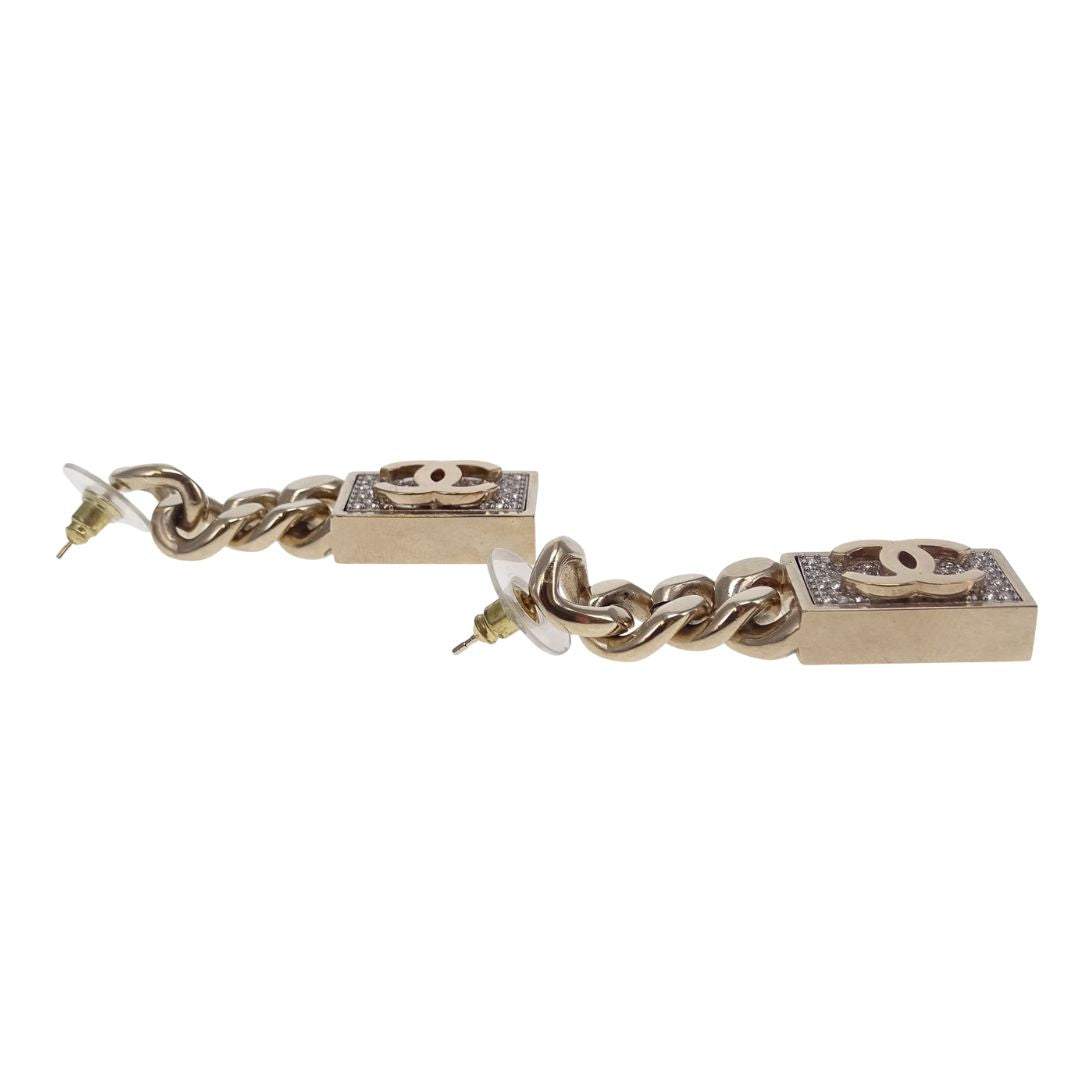 Chanel Chain and Crystal CC Earrings 2021
