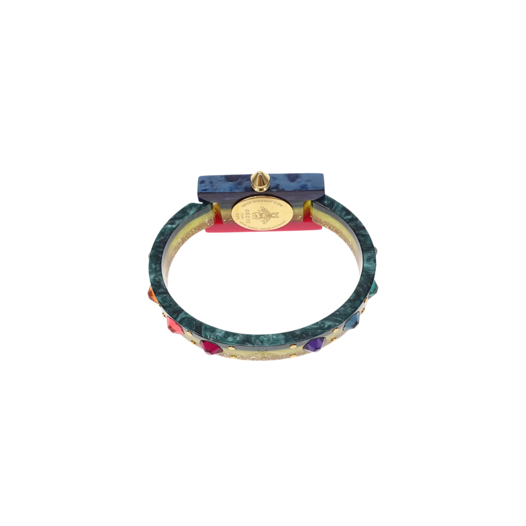 Gucci Swiss Rainbow Plexiglass and Goldtone Watch