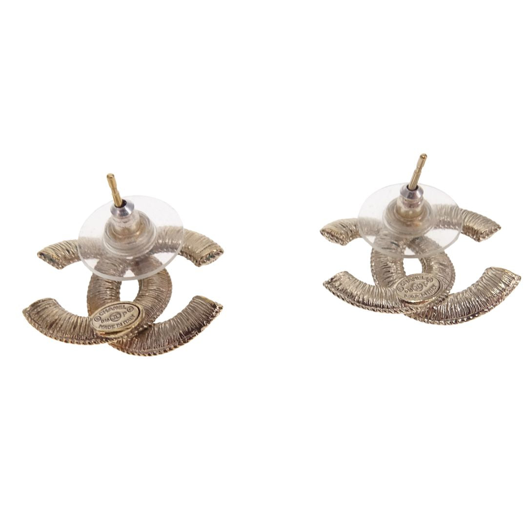 Chanel CC Large Studs Pearl and Goldtone 2016