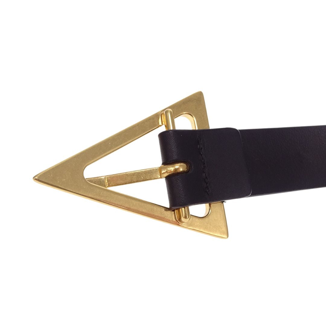 Bottega Veneta Black Leather Triangle Belt 80cm 32"