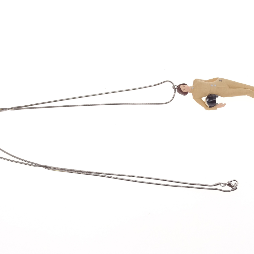 Chanel Rare Coco Kiera Knightley Figurine Pendant On Snake Chain