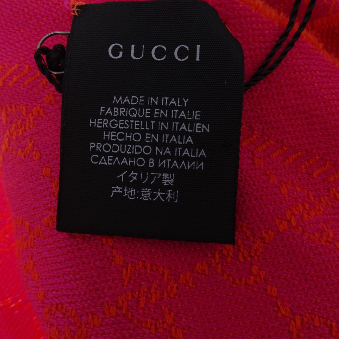 Gucci Lana Wool GG Orange & Pink Long Scarf