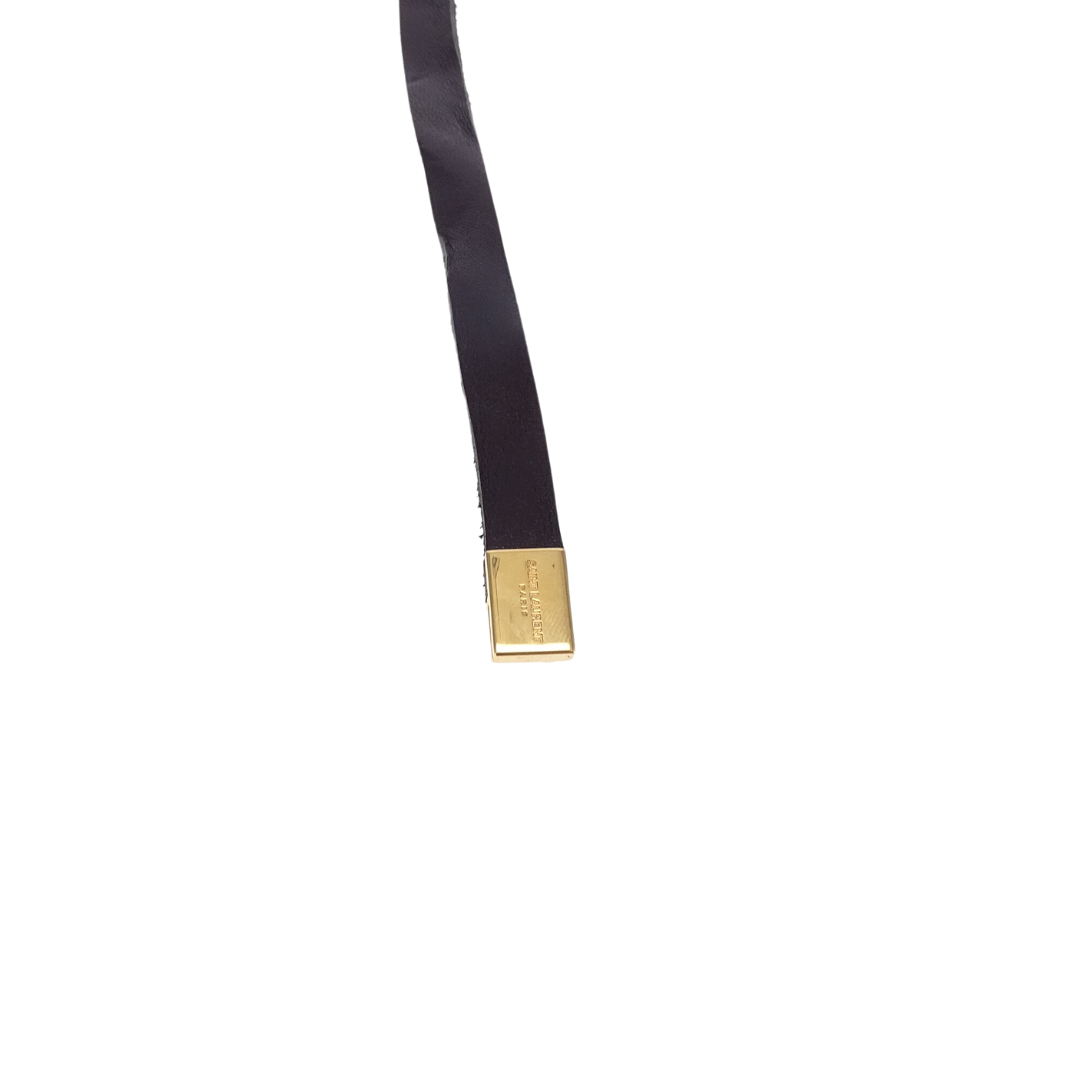 Saint Laurent Black Leather Opyum Double Wrap Bracelet