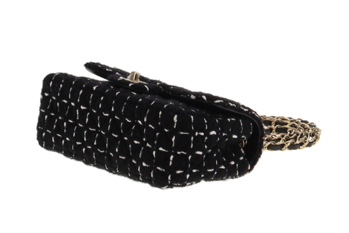 Chanel Mini Rectangle Flap Bag Black Tweed GHW 2023
