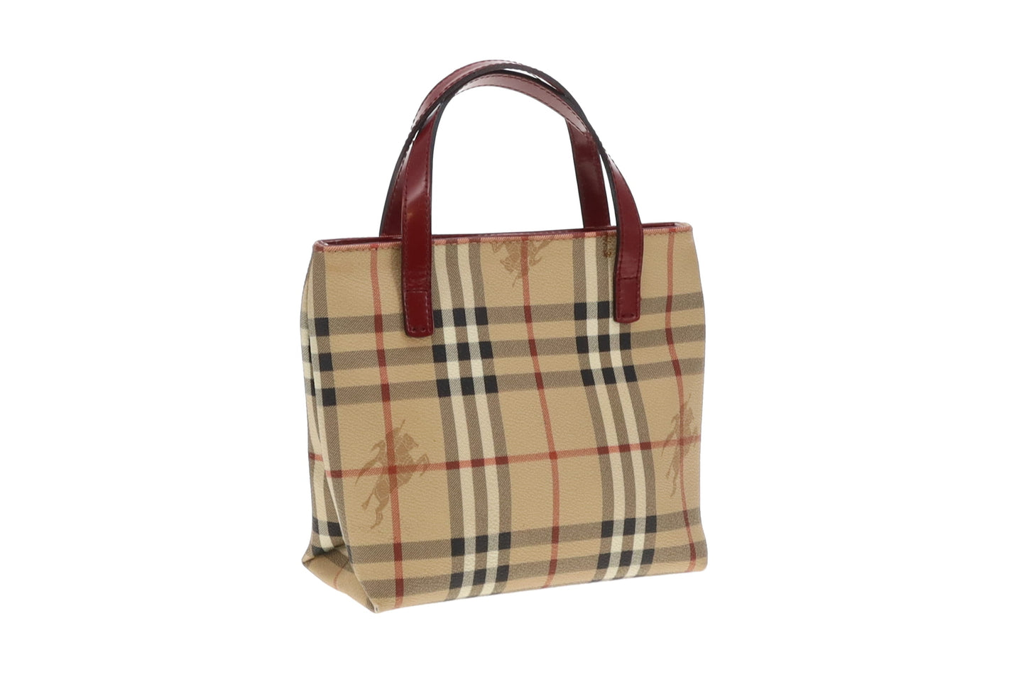 Burberry Classic Check and Burgundy Mini Tote Bag