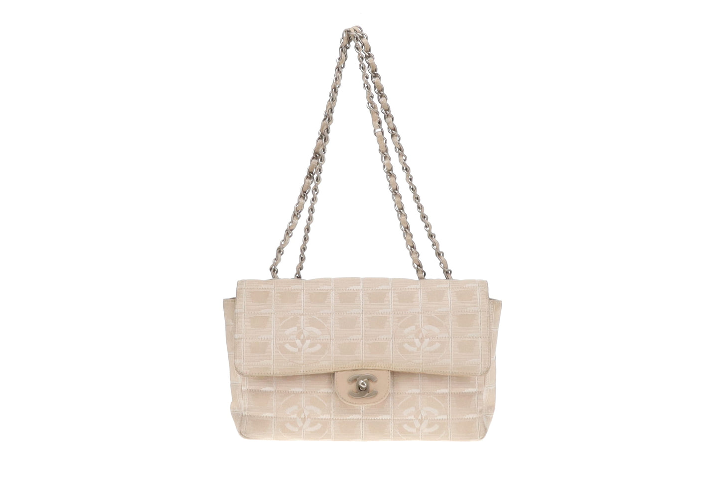 Chanel Beige Travel Ligne Single Flap Shoulder Bag 2002/03