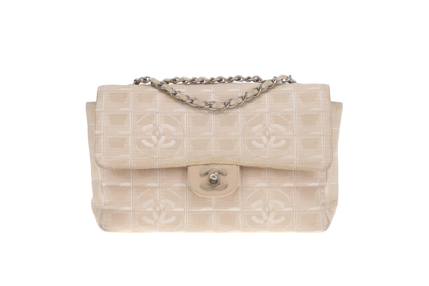 Chanel Beige Travel Ligne Single Flap Shoulder Bag 2002/03