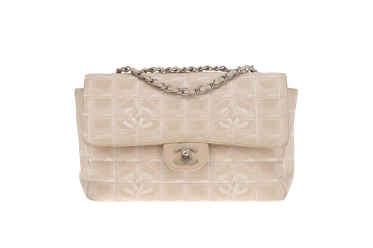 Chanel Beige Travel Ligne Single Flap Shoulder Bag 2002/03