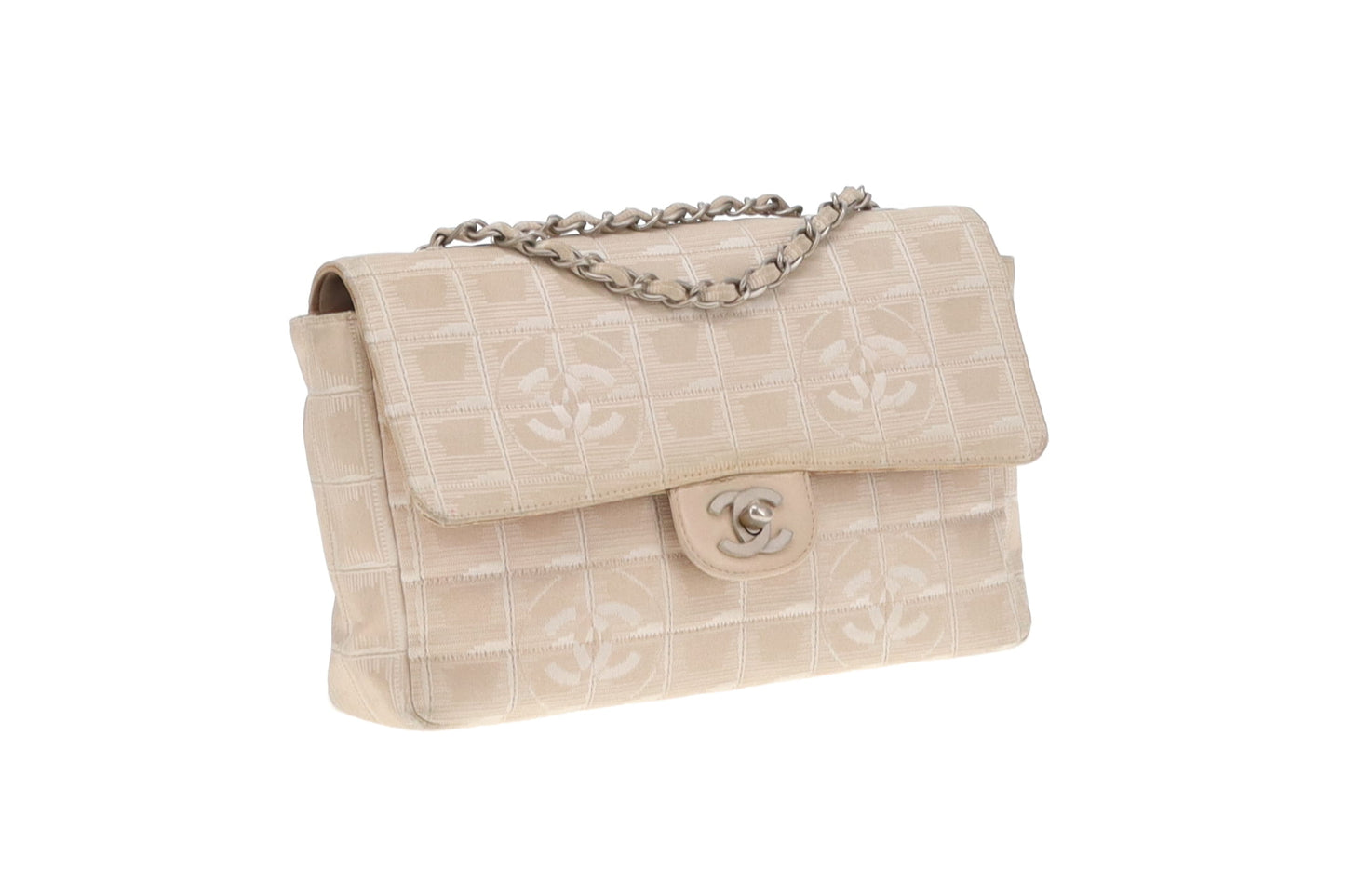 Chanel Beige Travel Ligne Single Flap Shoulder Bag 2002/03