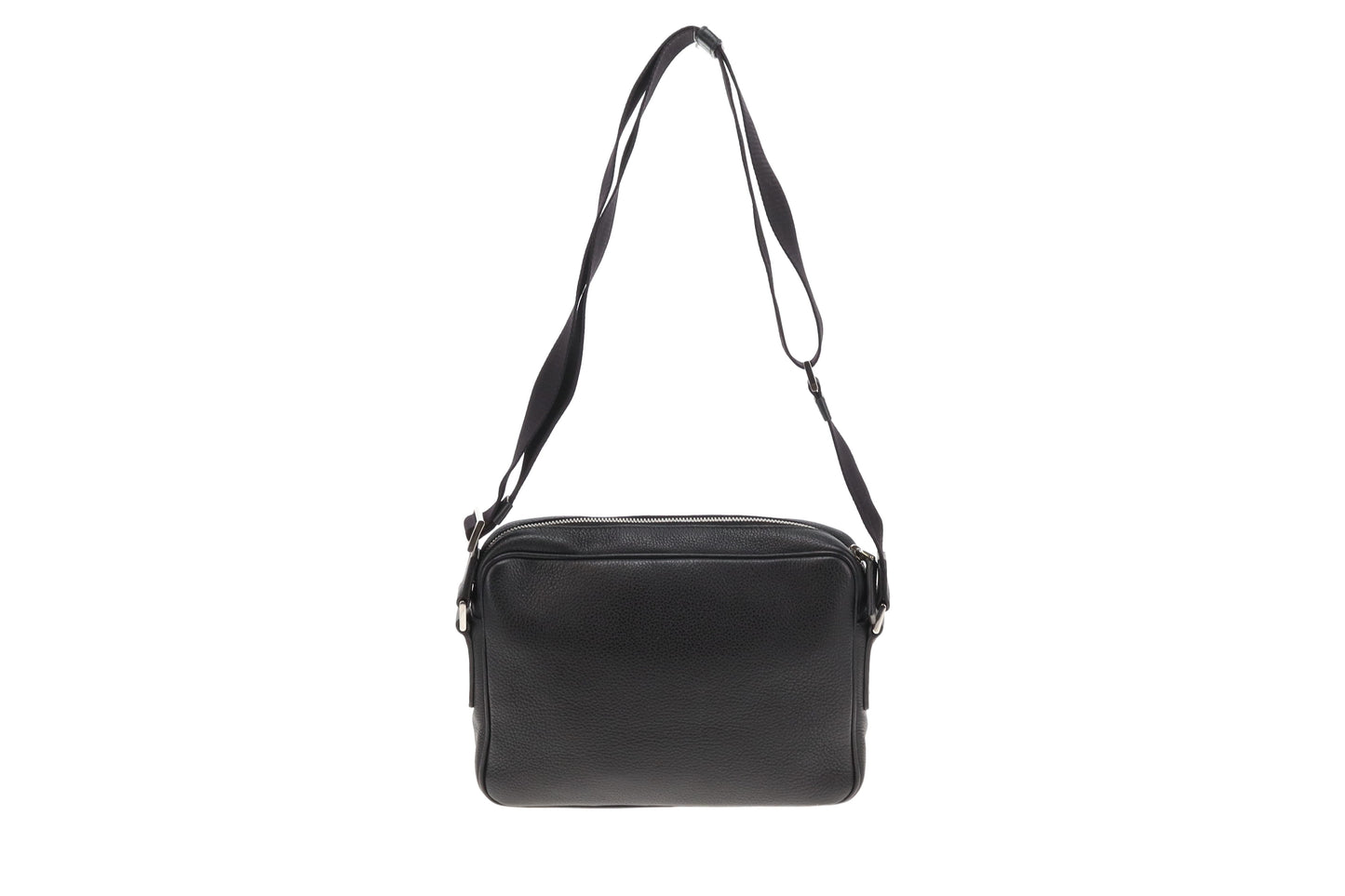 Prada Black Leather Front Pocket Messenger Bag