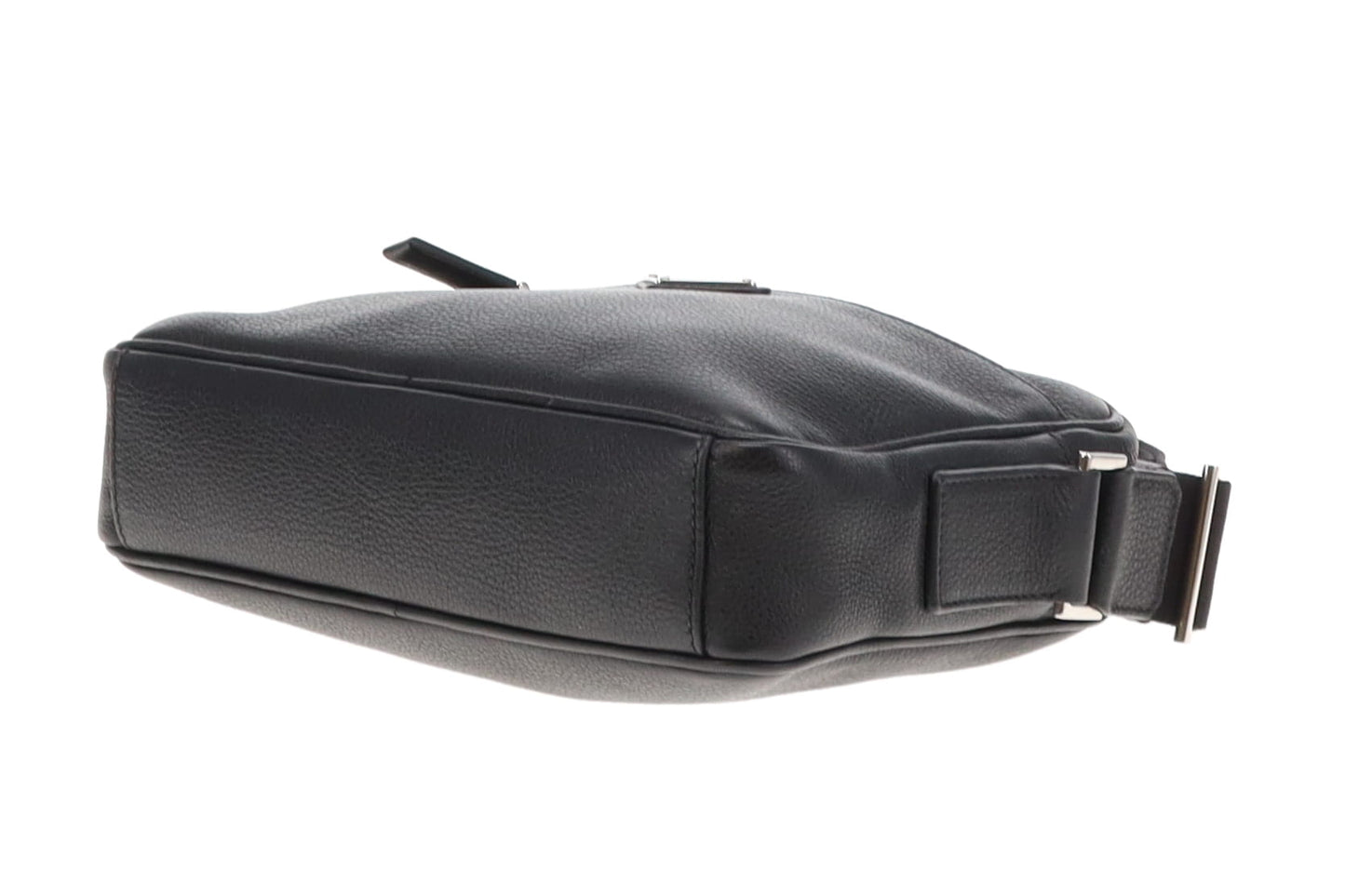 Prada Black Leather Front Pocket Messenger Bag