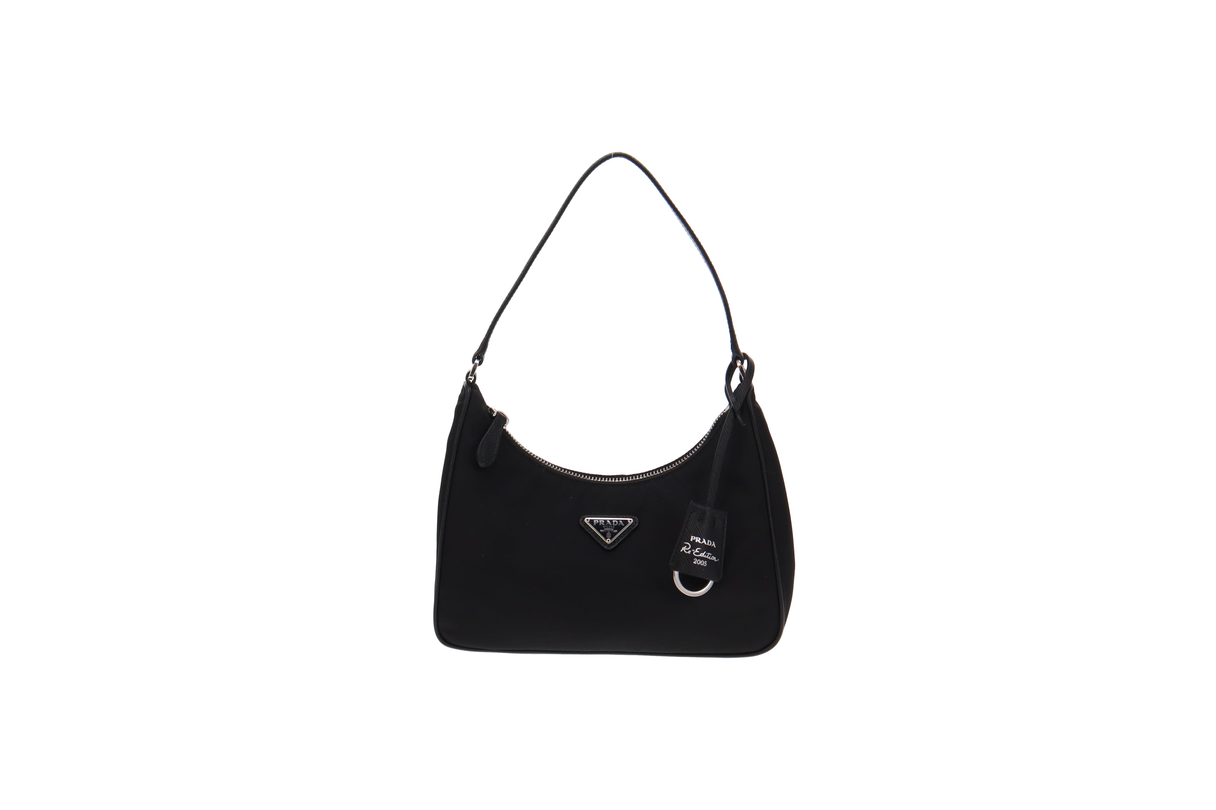 Prada Re-Edition 2005 Mini Bag Nylon Saffiano Leather Strap Black in  Nylon/Saffiano Leather with Silver-tone - US