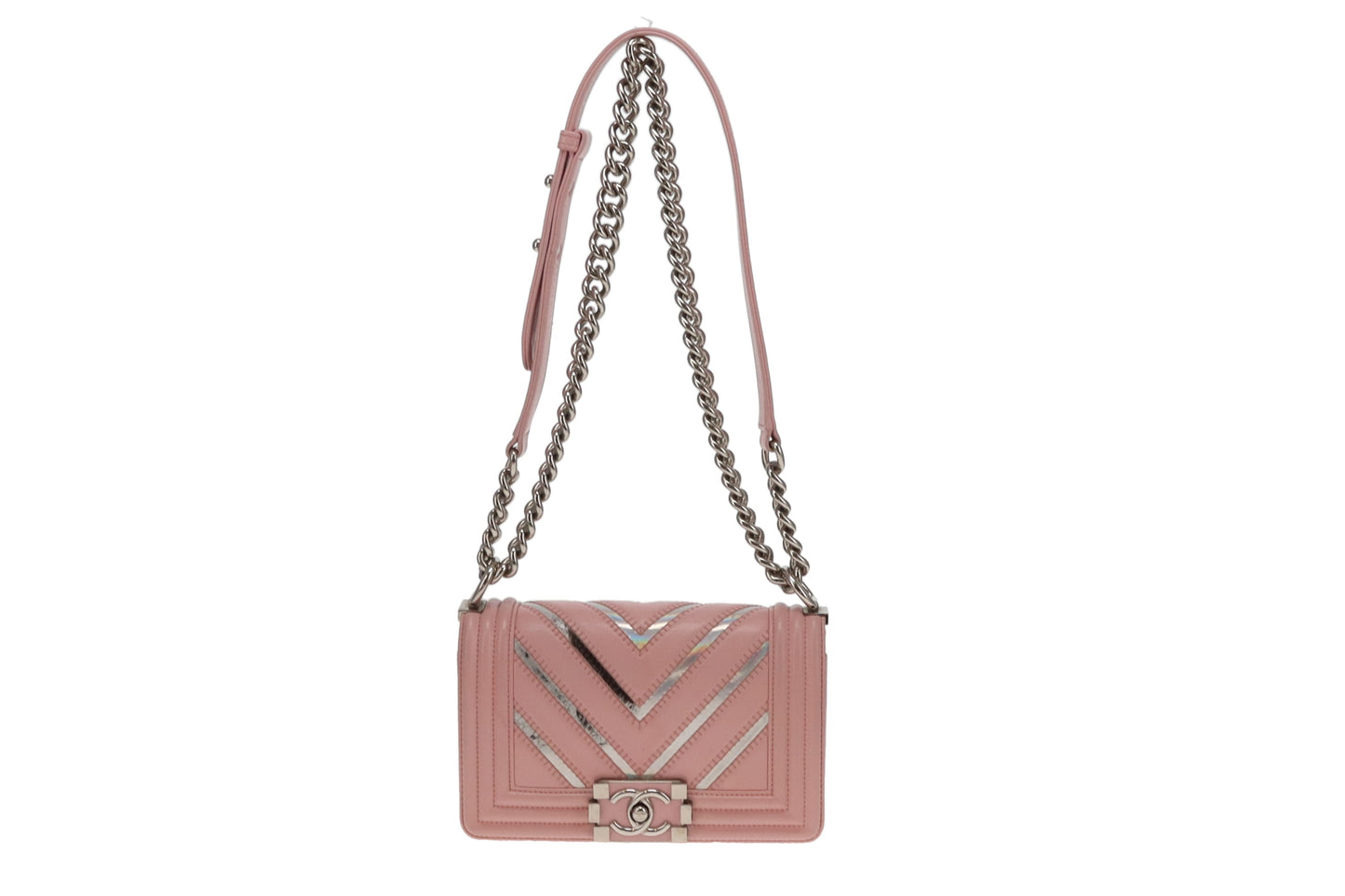 Chanel Boy Bag Small Pink and Iridescent Chevron 2016/17