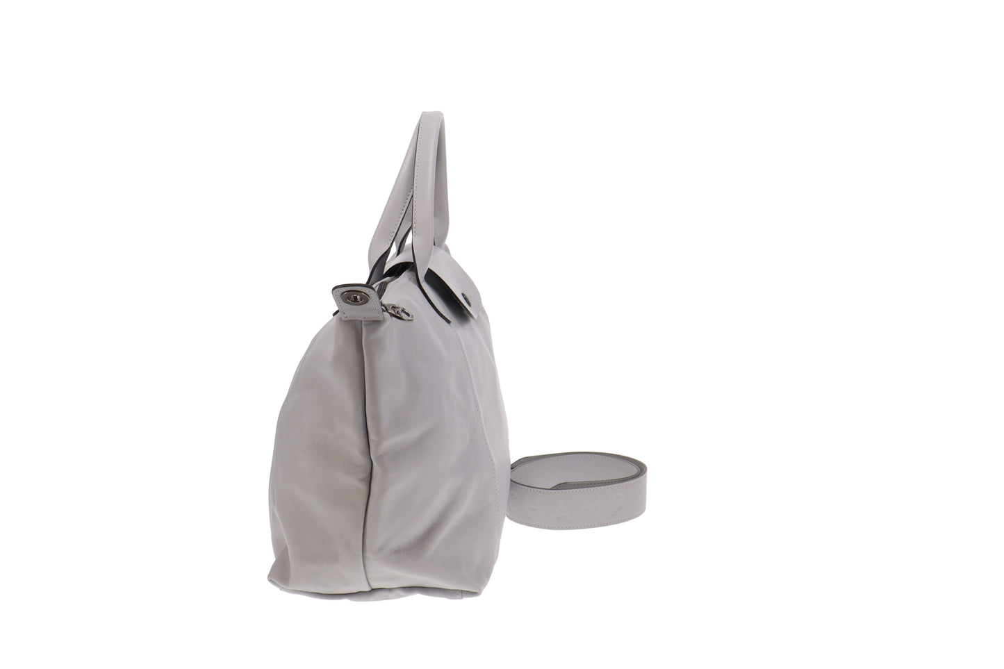Longchamp Pale Grey Cuir Logo Strap Le Pliage