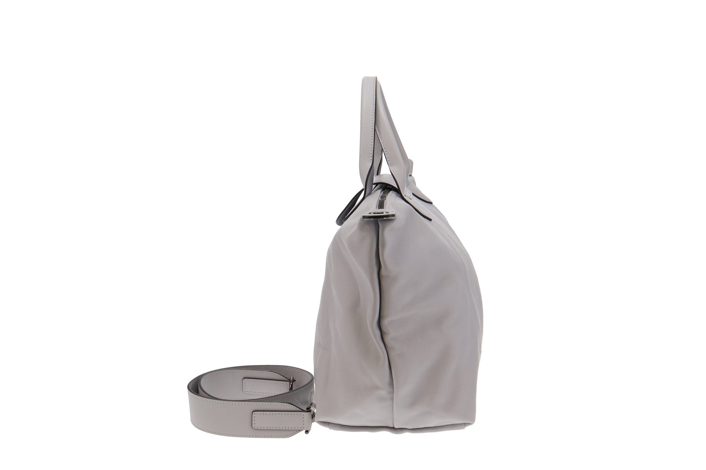 Longchamp Pale Grey Cuir Logo Strap Le Pliage
