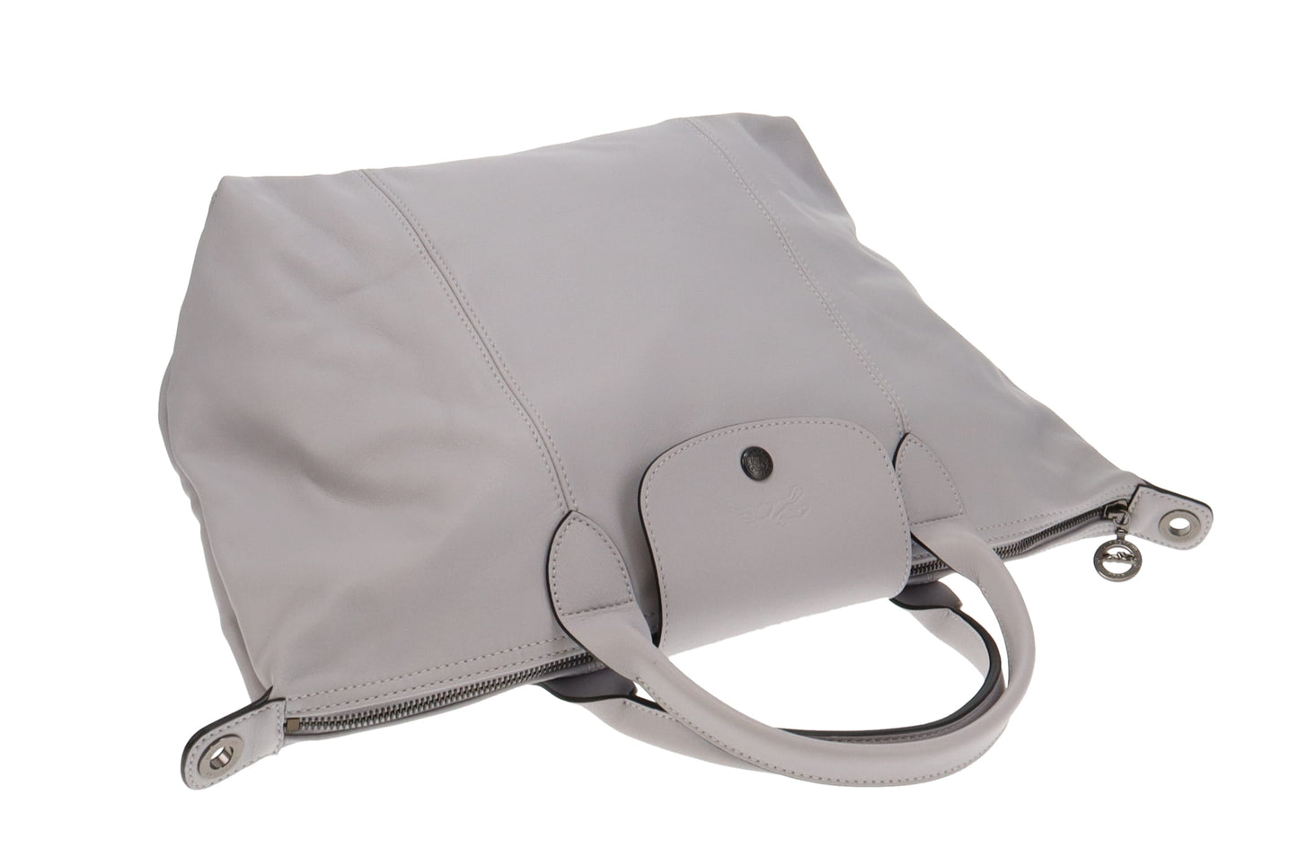 Longchamp Pale Grey Cuir Logo Strap Le Pliage