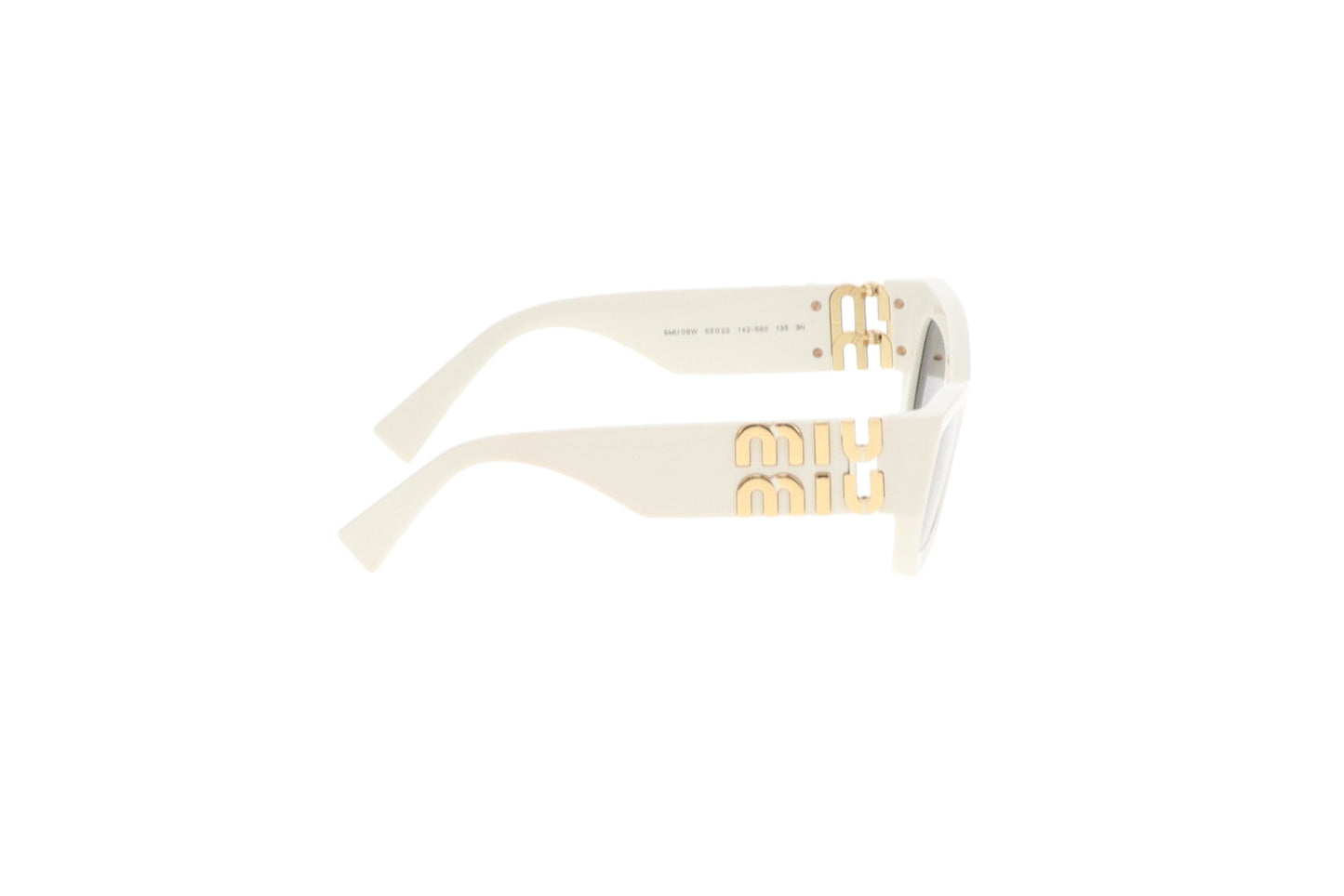 Miu Miu Miu Glimpse Sunglasses White with Gold Logo Arm