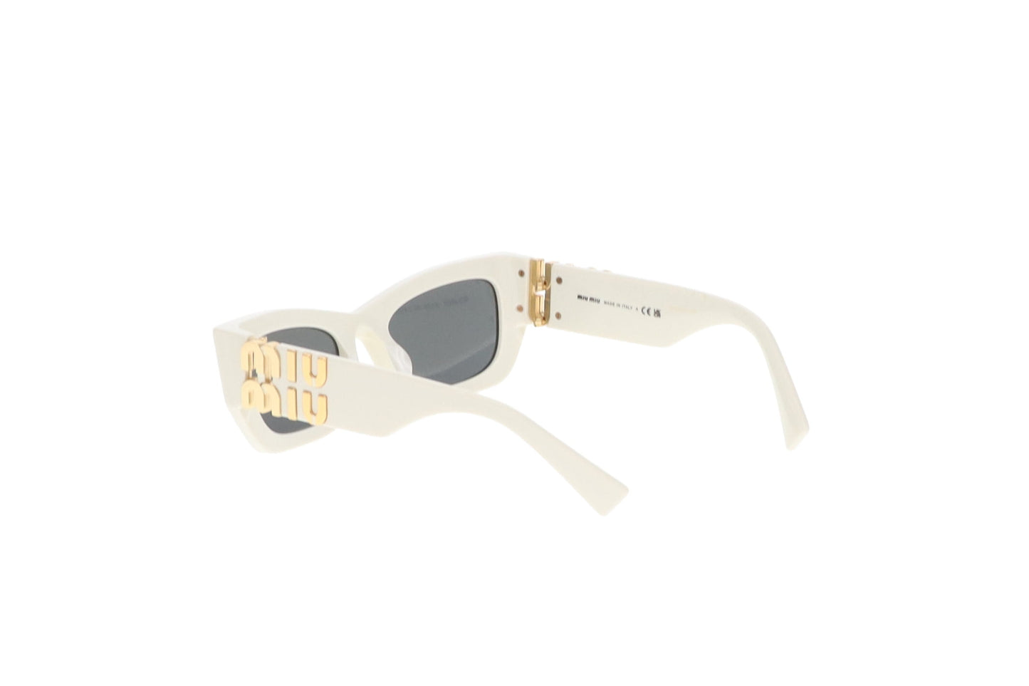 Miu Miu Miu Glimpse Sunglasses White with Gold Logo Arm