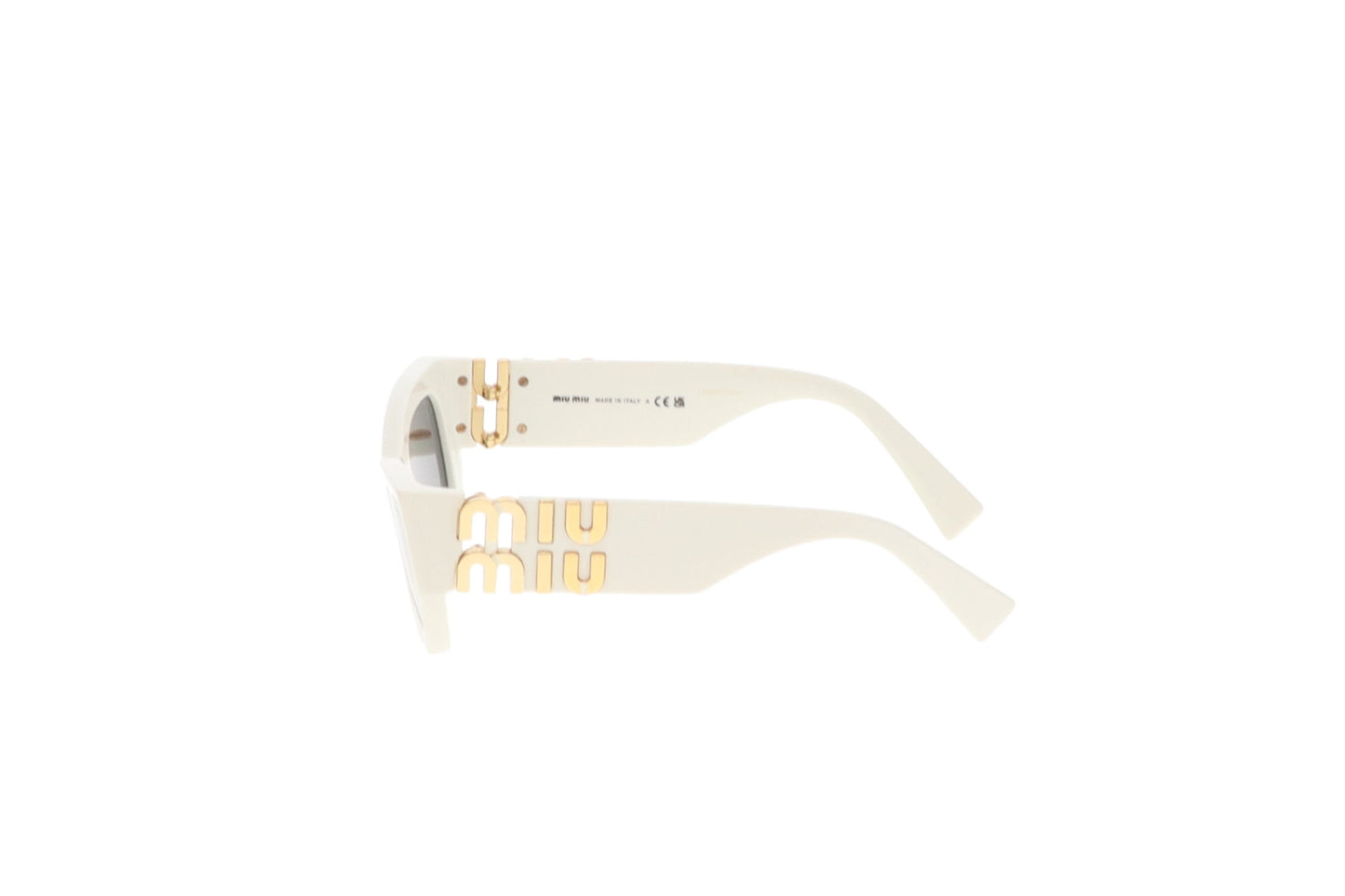 Miu Miu Miu Glimpse Sunglasses White with Gold Logo Arm