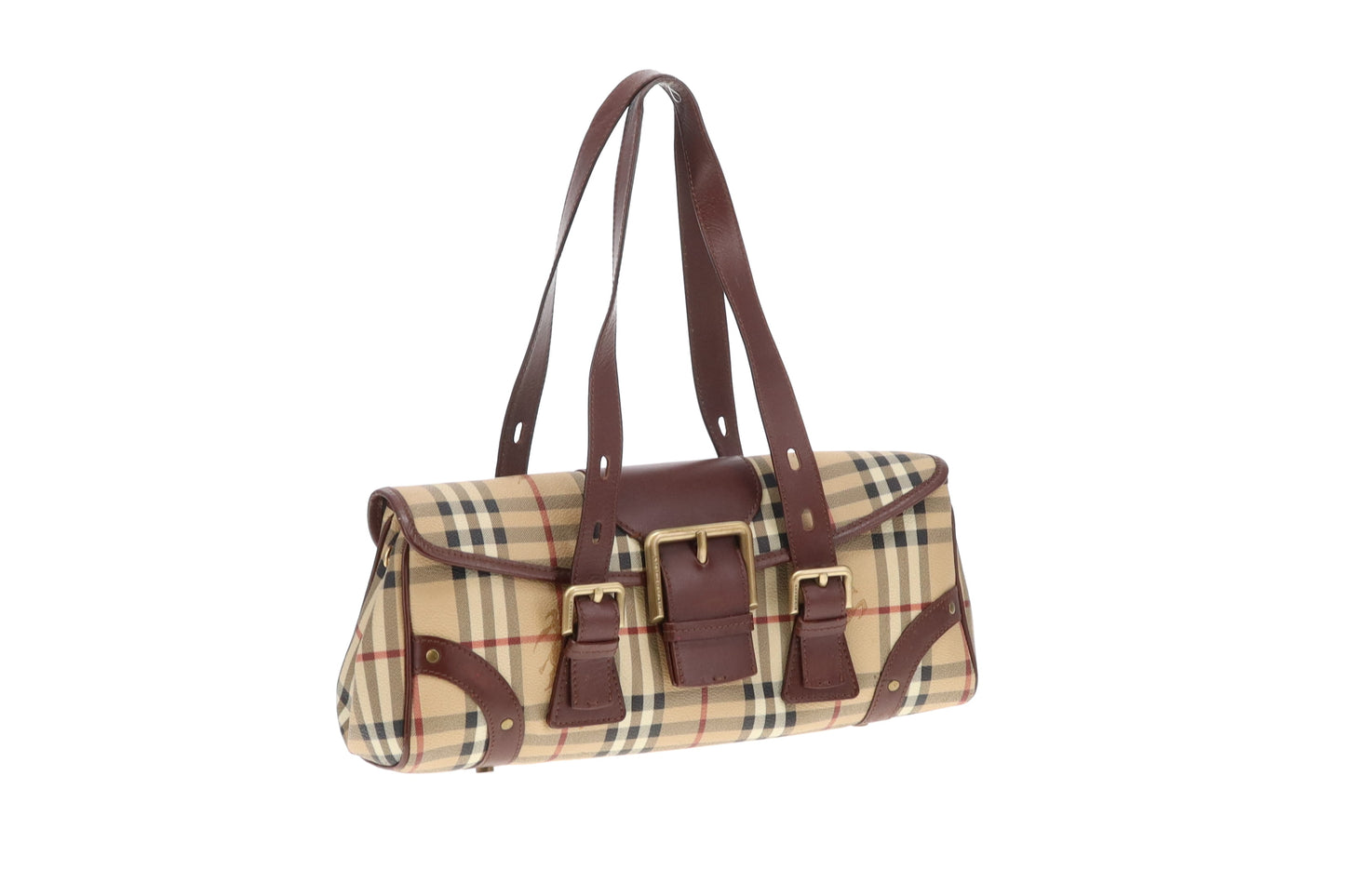 Burberry Buckle Shoulder Bag Haymarket Check Vintage