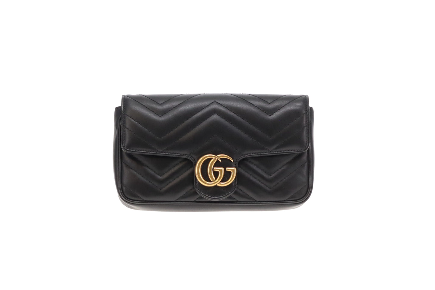 Gucci Marmont 20 Black Leather with White Card Holder
