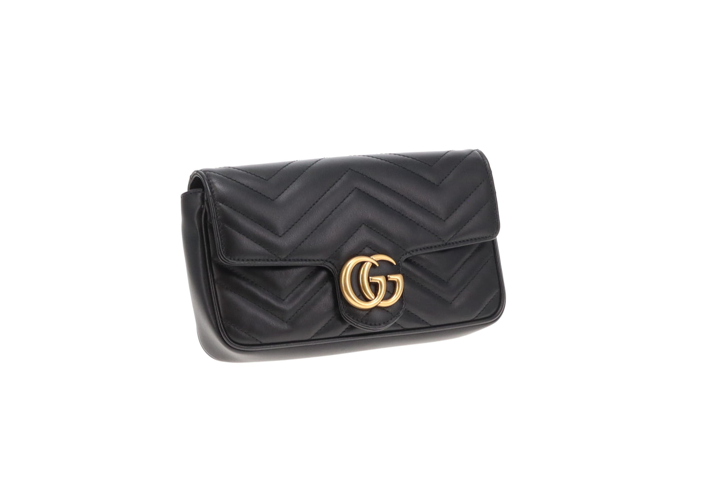Gucci Marmont 20 Black Leather with White Card Holder