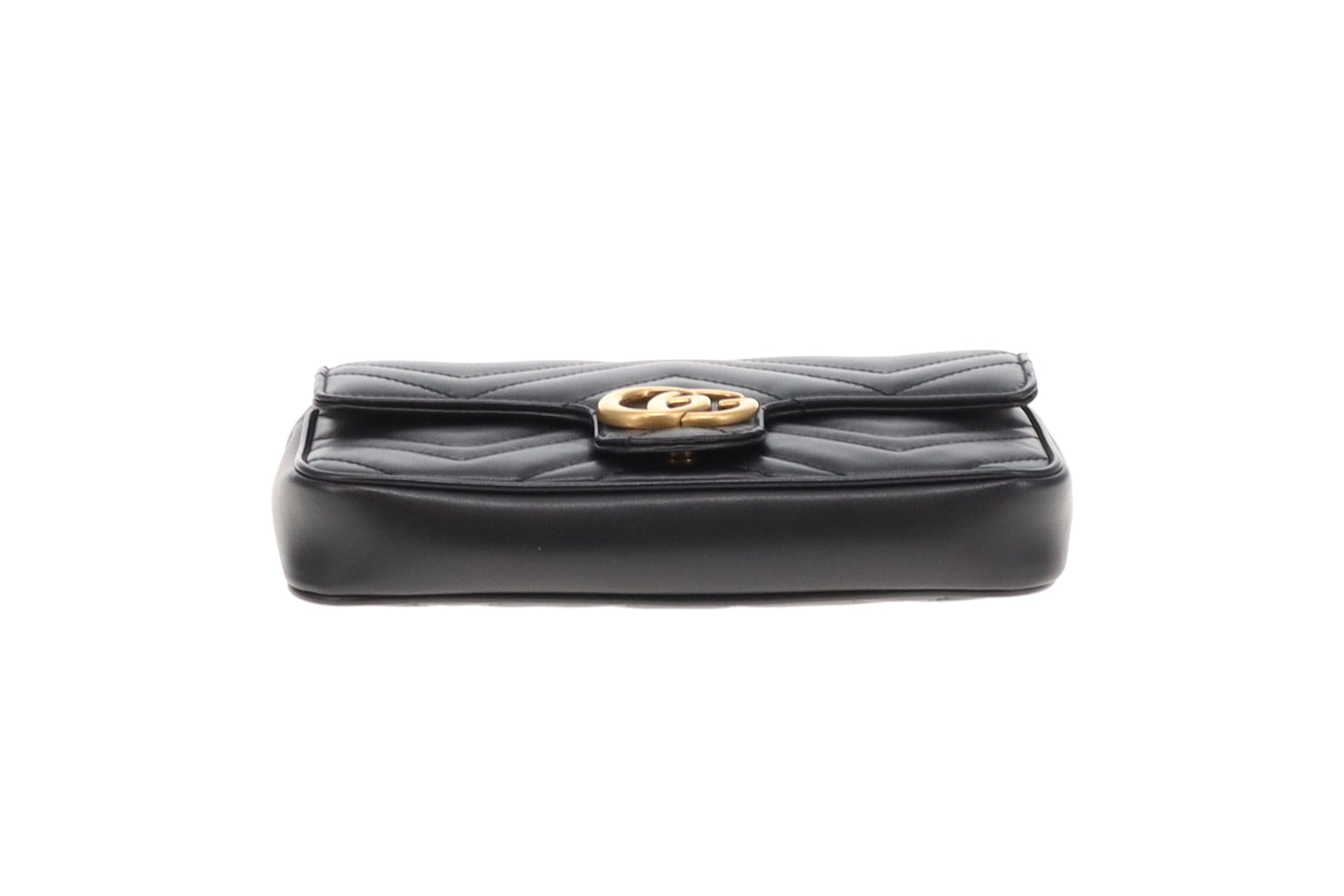 Gucci Marmont 20 Black Leather with White Card Holder