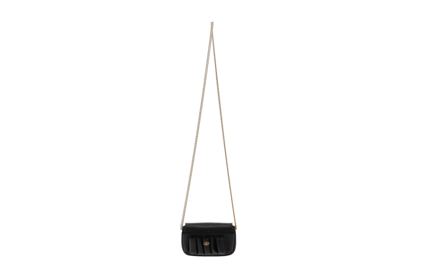 Gucci SS20 Runway Black Leather Lipstick Holder Clutch on Chain