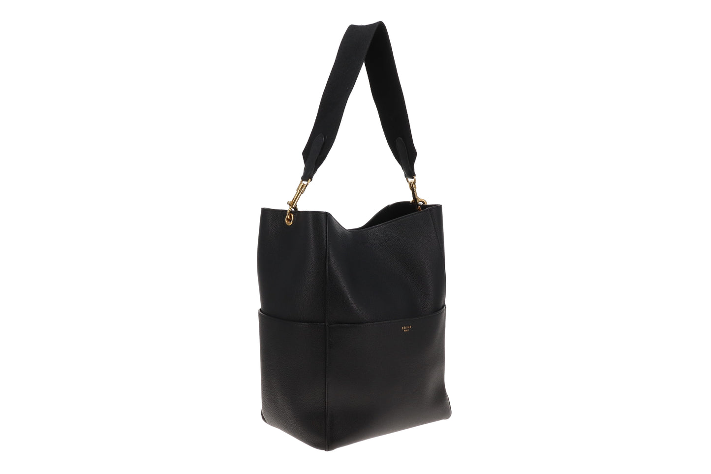 Celine Sangle Seau Bag In Black Calfskin