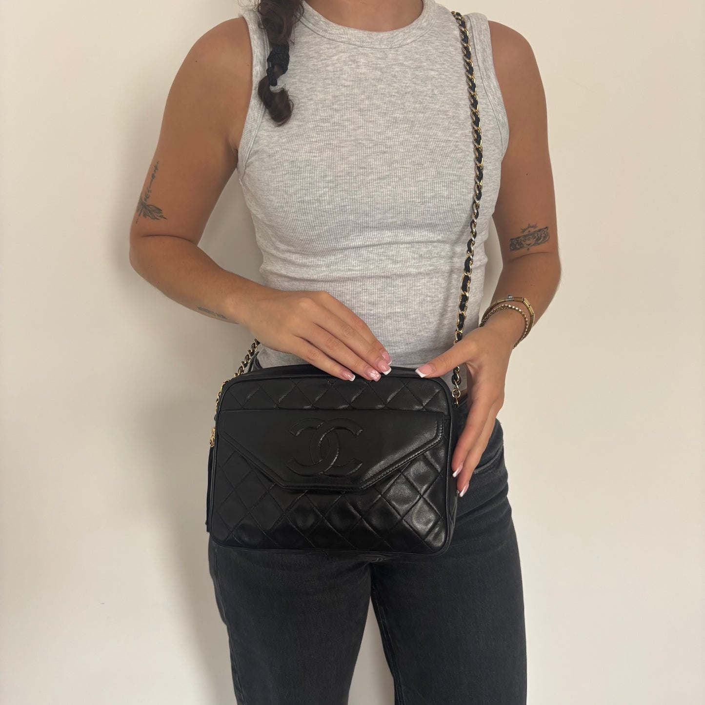 Chanel Front Pocket Camera Bag Black Lambskin 1989/91