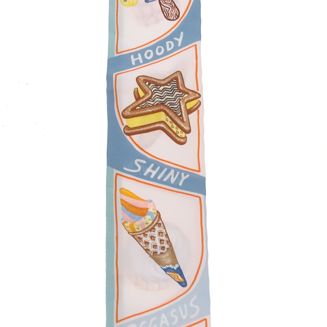 Hermes Twilly Funny Ice Cream Aqua/Orange/Jaune 100% Silk