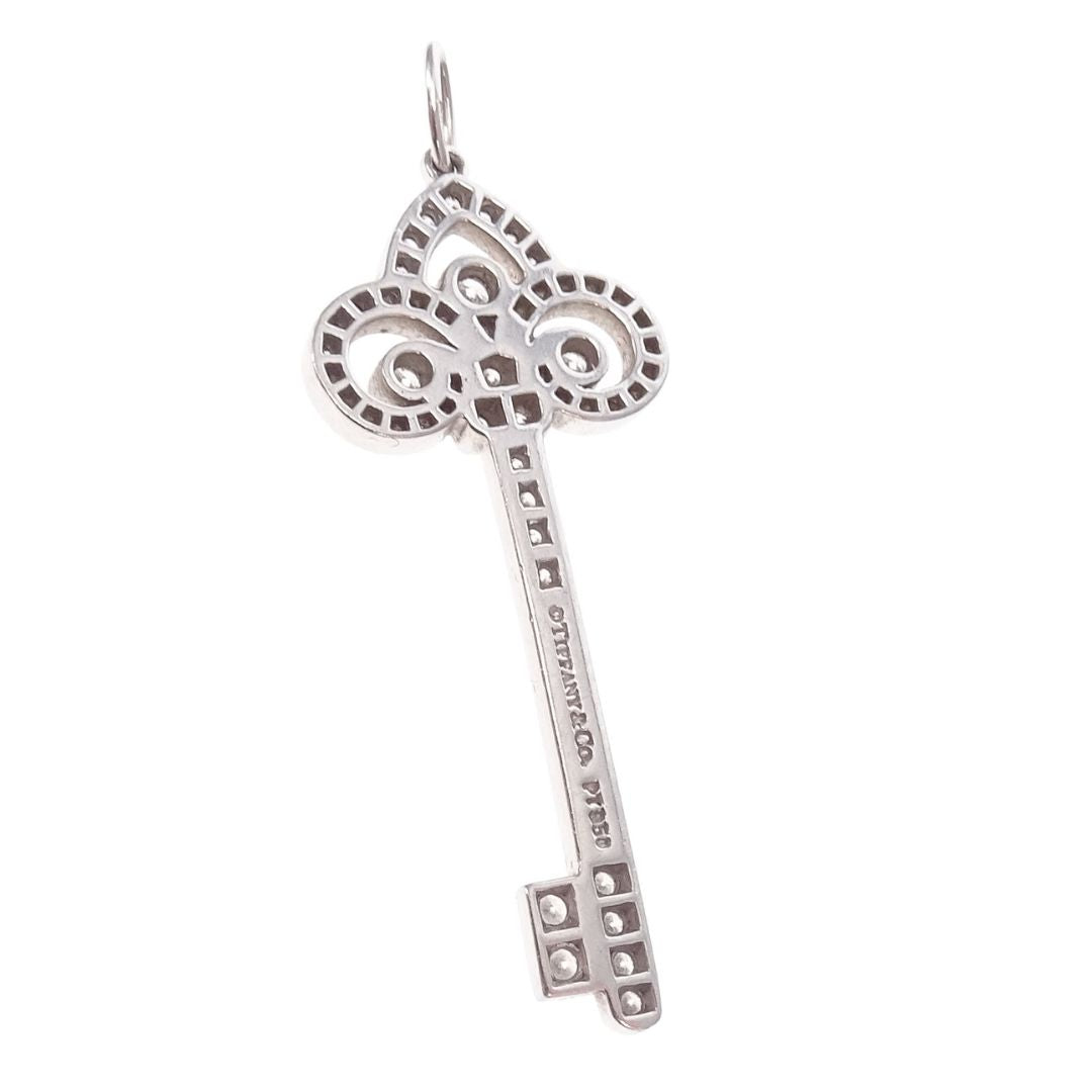 Tiffany & Co Fleur de Lis Key Pendant In Platinum With Brilliant Diamonds